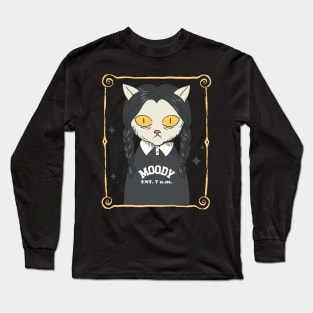 Moody Est 7 am Girl Cat Creepy Scary Halloween Long Sleeve T-Shirt